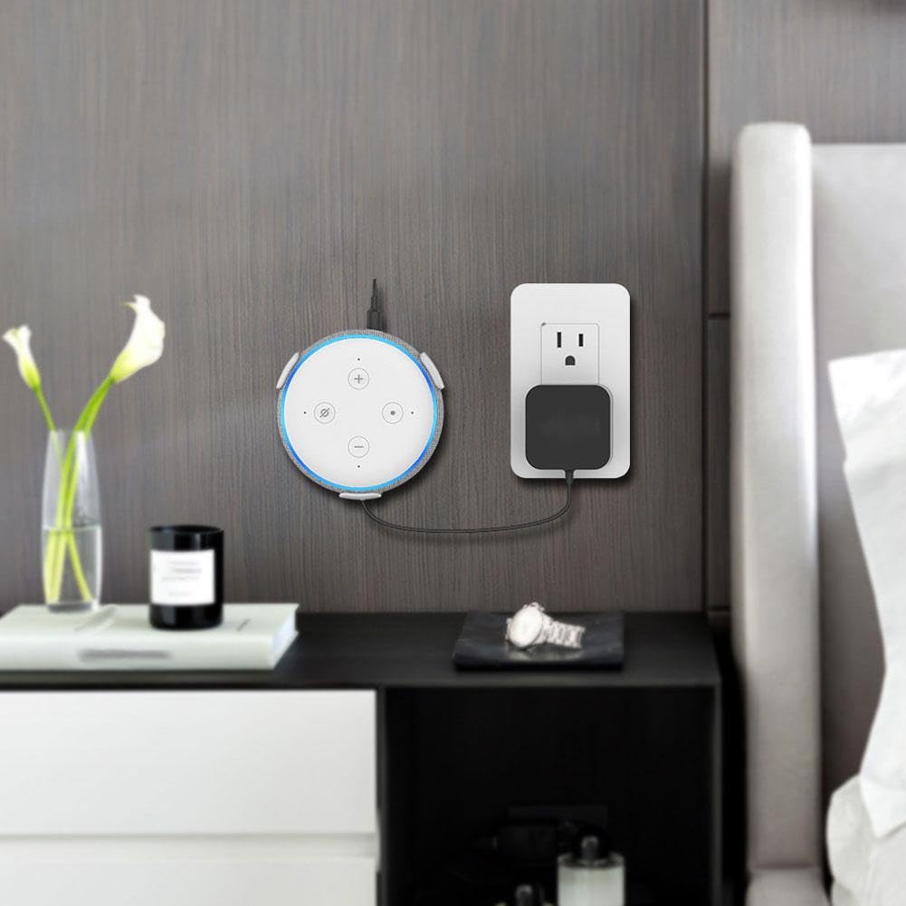 Supporto da parete Echo Dot, 2 supporti da parete per Echo Dot di 3a, 4a e 5a generazione, gestione dei cavi integrata, accessori salvaspazio per altoparlanti Dot Smart, con viti (2 pezzi)