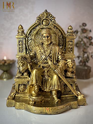 Image of HR Enterprises ( Gold 900 SM. Chhatrapati Shivaji Maharaj Statue, Shivaji maharaj Murti for Home Decor, Office Decor, Gifting, Statue for Living Room, showpieces in Home.