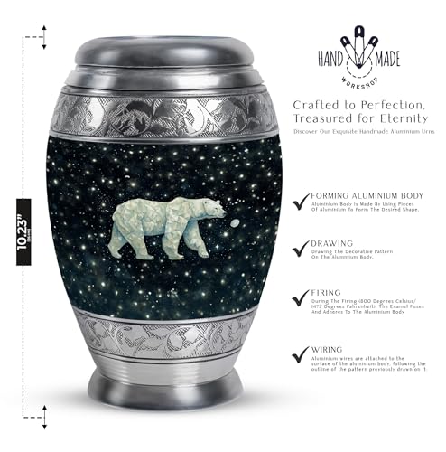 Image of Polar Bear Decorative Urn for Mom & Dad - Decorative Urns for Male & Female - Funeral Urns - Cremation Urns for Men - Ashes Urns Human Remains - 1 Large & 4 Small - Funeral Urns for Ashes