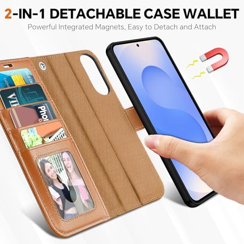 Coque Galaxy S25 Edge Cuir Synthétique Brun Clair Texturé TUCCH