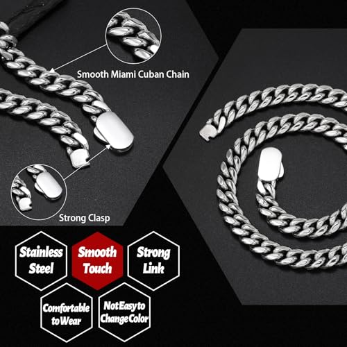 FEEL STYLE Cuban Link Chain for Men Women - Stainless Steel Cuban Chain Necklace - Silvr Mens Chain Necklaces Miami Curb Chain Necklace - 6/8/10mm Cuban Chain Hip Hop Jewelry 18/20/22/24Inch3