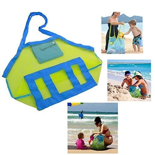Cisixin Gran Bolsa de Playa de Malla, Bolsa Plegable de Malla de Playa para Niños, Bolsa de Juguete de Arena, Juguetes de Bolsa de Almacenamiento para al Aire Libre Natación Piscina Viajes Toallas