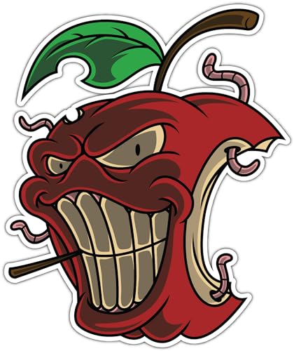 Fierce Faced Rotten Apple Fruit Worm Car Bumper Window Sticker Bumper Stickers for cars truck Funny Apple decal 4