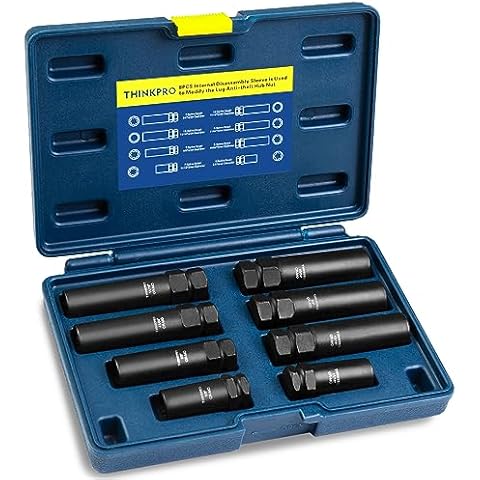 Thinkpro Spline Lug Nut Socket Set, 8 Piece Aftermarket Spline Lug Nut Key Easily Removing Spline and Hex Style Wheel Lug Nuts for 5, 6, 7, 12 Spline Lug Nut Key, Cr-Mo Steel Cover