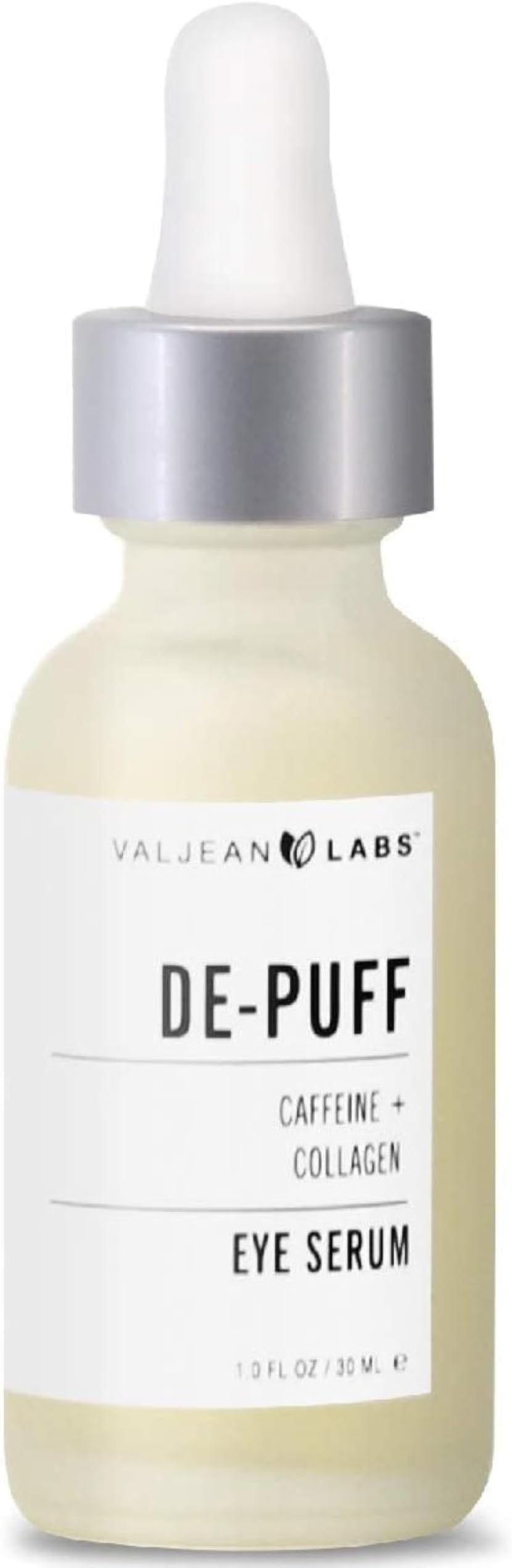 Valjean Labs DePuff Eye Serum | Caffeine + Collagen | Helps to Reduce Under Eye Puffiness and Combat Signs of Aging | Paraben Free, Cruelty Free, Made in USA (1 oz)