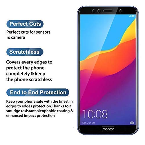 Image of Screen Protector for Huawei Honor 7c (Black) Tempered Glass Edge-to-Edge 6D Screen Guard With Installation Kit