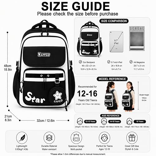 Image of School & College Backpack with Detachable Pouch | 18 Inch Large capacity bag for Girls & Boys Age of 12-16 years | Best for School, Tution, Travel, Camping