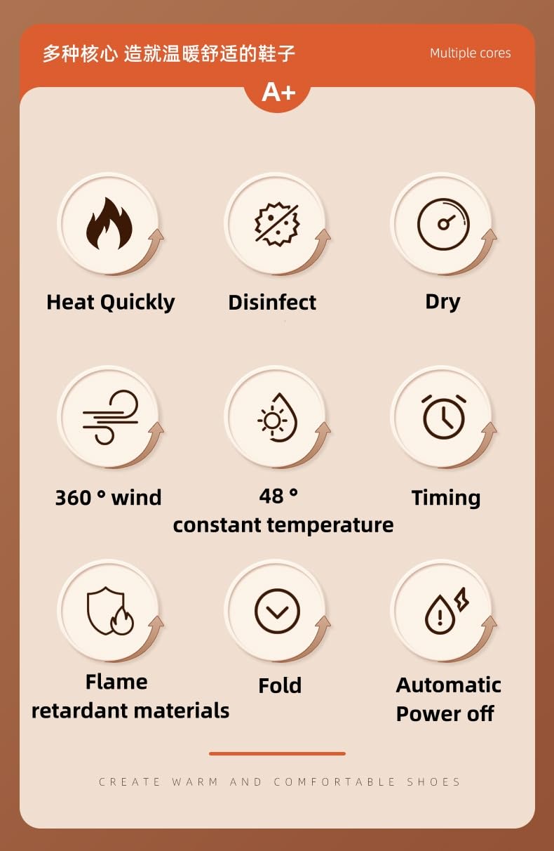 Schuhtrockner -48 °C Konstante Temperatur, Flammhemmend, Geeignet zum Trocknen Verschiedener Gegenstände, Unverzichtbar für Das Tägliche Leben(UK Plug Specifications)