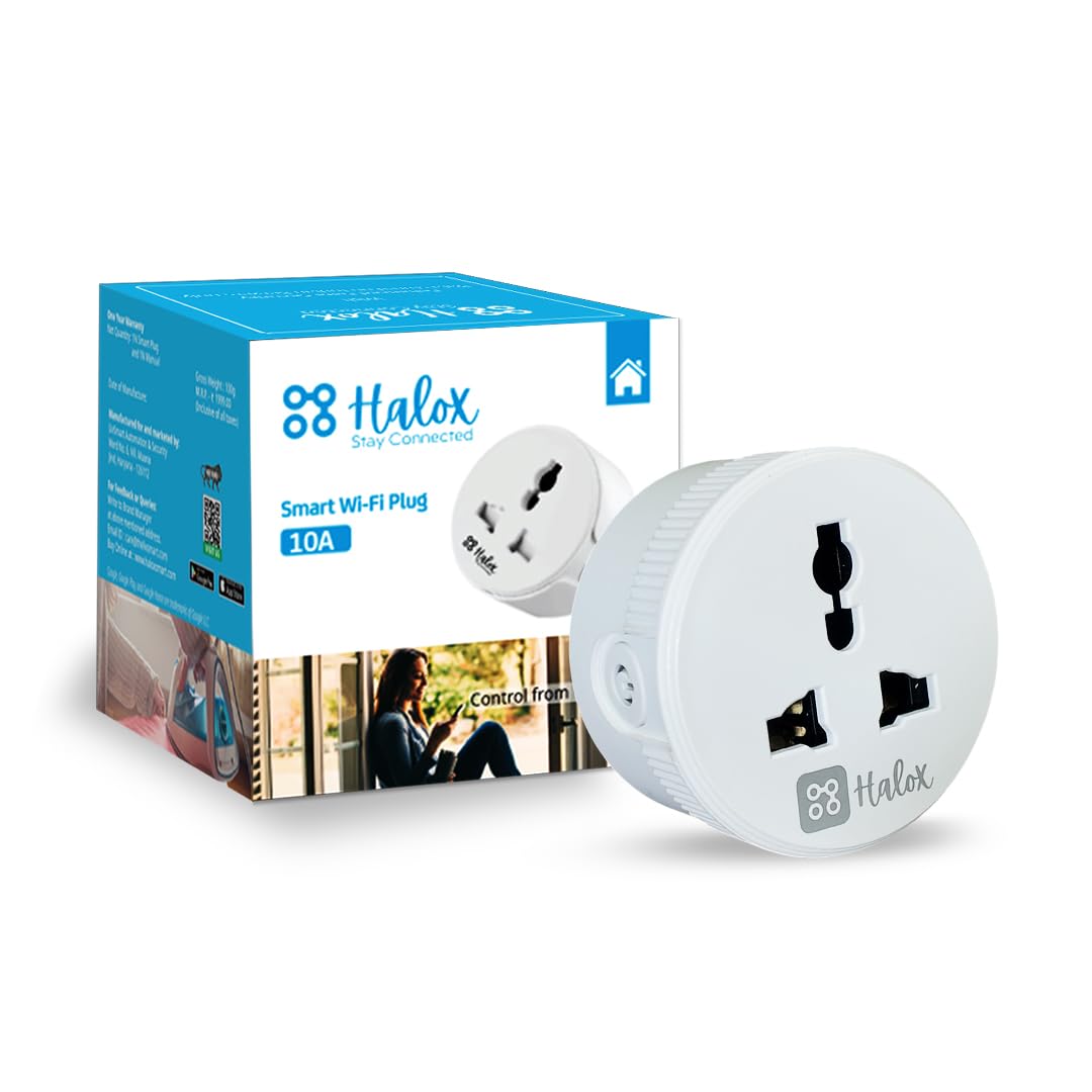 HALOX 10A Smart Wi-Fi Plug Controller for Household Appliances Compatible with Alexa, Google Home | Works Only On HALOX App | Suitable for Small & Large Appliances (Pack Of 1)