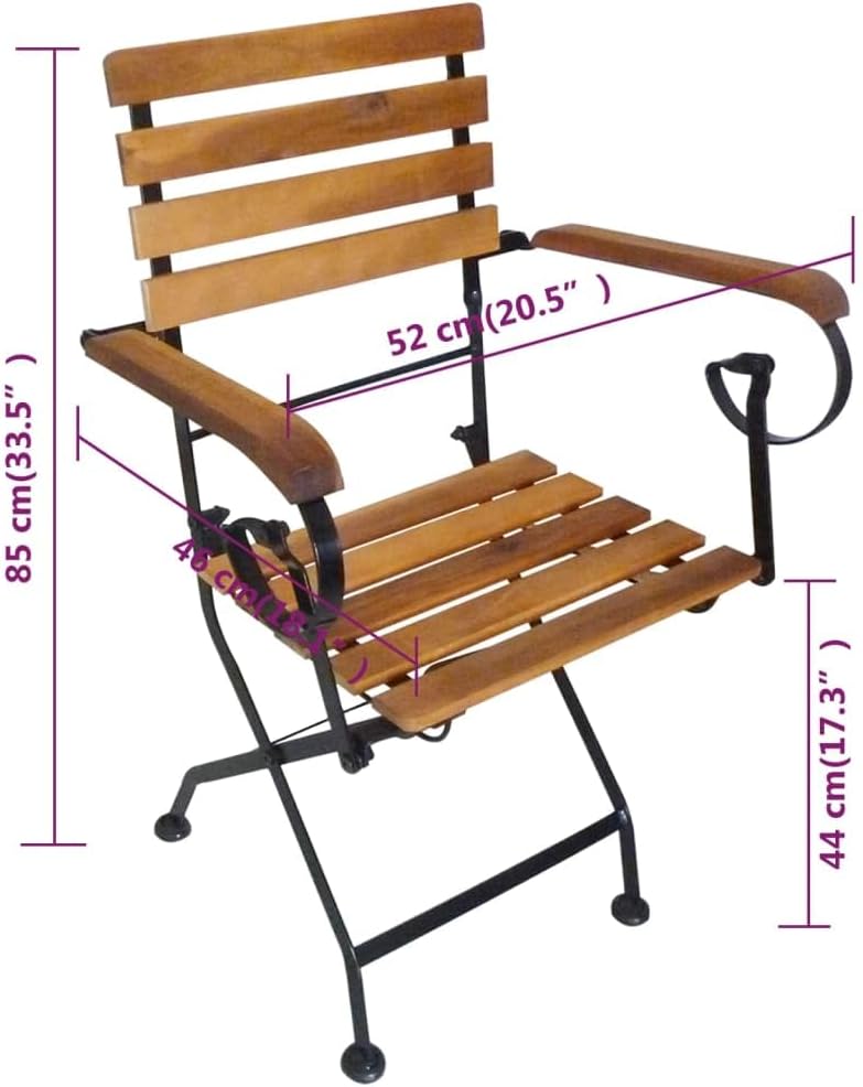 Folding Patio Chairs 4 pcs,Camping Chair,Lawn Chairs,Club Chairs,Bistro Chairs,Lounge Chairs,High Back Chairs,for Garden,Backyard,Lawn,Porch,Poolside,Balcony,Steel and Solid Wood Acacia