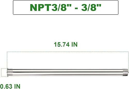 Miniatura 706 de TAISHER 2 accesorios de tubería de acero inoxidable, 1/2 "NPT x 1/2" NPT macho roscado, tubo fundido de pezón de 6 pulgadas de longitud 1.969 in