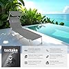 tectake® Lettino, Sedia a Sdraio con Parasole, Schienale Regolabile in 4 Posizioni, Rivestimento Resistente, Giardino, Spiaggia, Lettino da Sole, Lettino pieghevole - Grigio