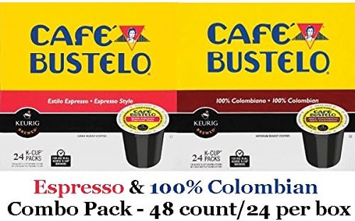 Cafe Bustelo - Espresso & 100% Colombian K-cup Combo Pack for Keurig 2.0 - 48 Count/24 Per Box