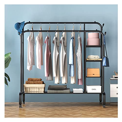Perchero de metal independiente con ruedas, organizador de ropa que ahorra espacio para dormitorio, tienda minorista y pasillo