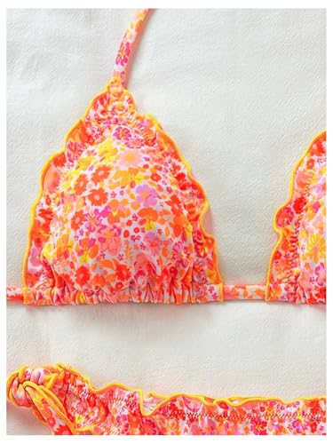 COZYEASE Women's 2 Piece Bikini Sets Floral Boho Halter Triangle Bathing Suit Tie Side Cheeky Swimsuits3