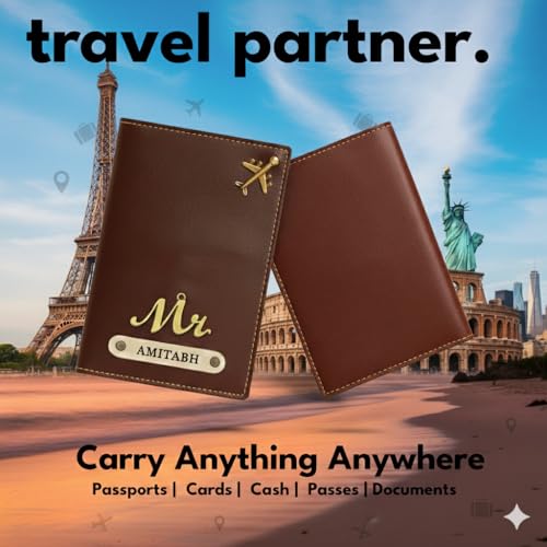 Image of Personalised PU Leather Passport Cover with Name | Customized Passport Holder & Card Organizer | Stylish Unisex Travel Wallet & Gift for Men & Women - Occasion Gift Edition