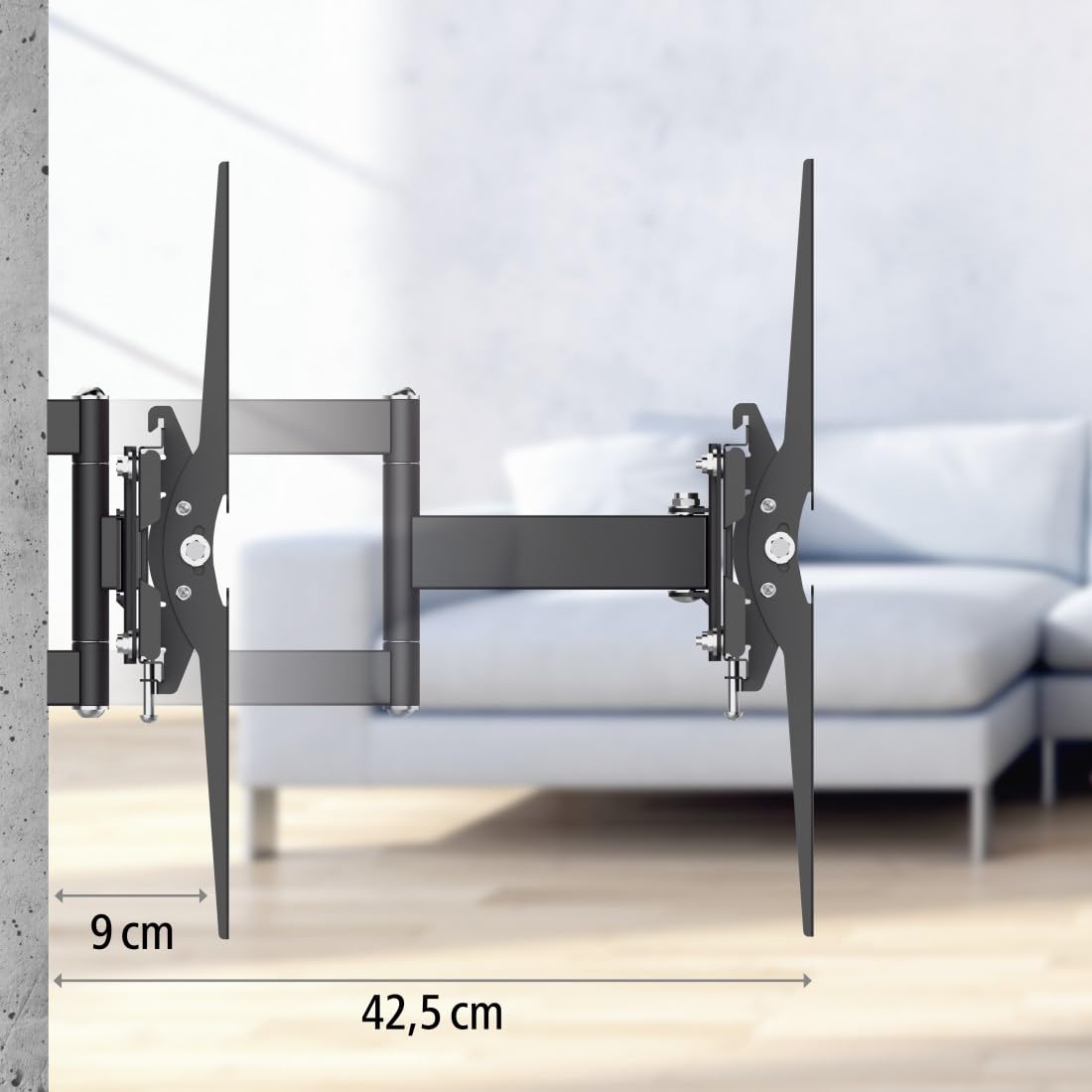 Hama TV Wandhalterung schwenkbar, neigbar, ausziehbar, 32-65 Zoll, bis 25kg | TV Wandhalterung schwarz, VESA 100x100 bis VESA 400x400, mit fischer-Dübeln