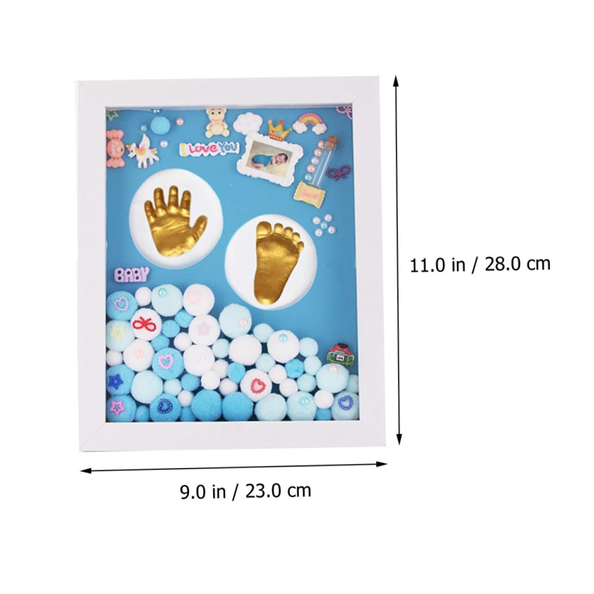 Set Cornice Impronta Mani e Piedi in Acrilico Oro, Kit Ricordo per Ragazzo Ragazza, Regalo per Battesimo Cornice da Tavolo per Bimbi e Bambine