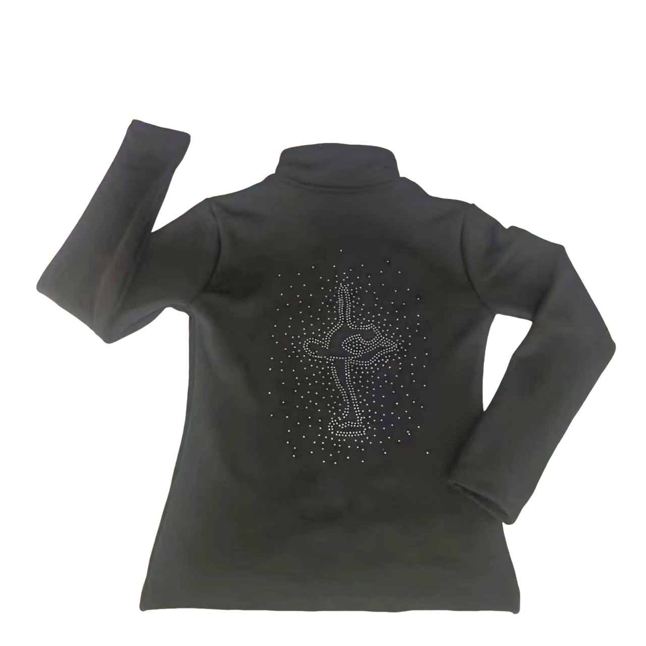 LIUHUO Handmade Diamond Eiskunstlaufjacke Trainings-Fleecejacke Mädchen Schwarz