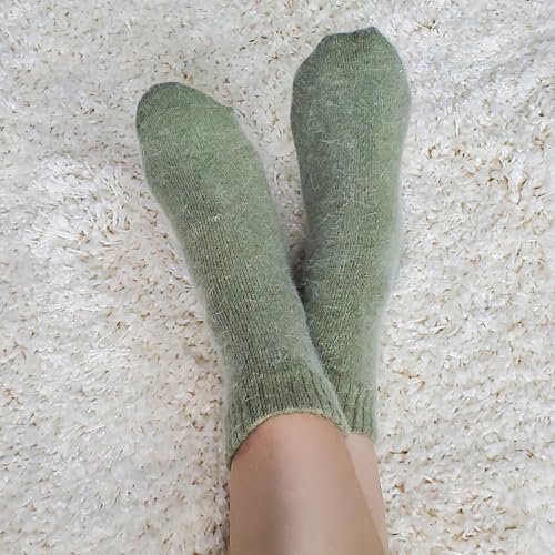 Image of 2 Pairs Plain Fuzzy Fluffy Angora Wool winter warm and soft women's socks, Christmas gift