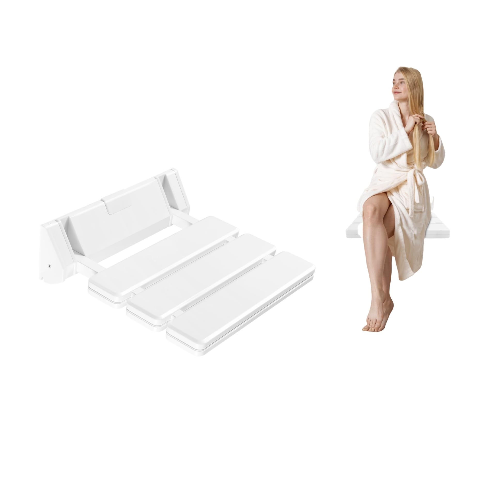 Asiento de ducha plegable para montaje en pared, 130 kg, sin barreras, taburete de ducha de aleación de aluminio/ABS con asiento transpirable, silla de seguridad para personas mayores y embarazadas
