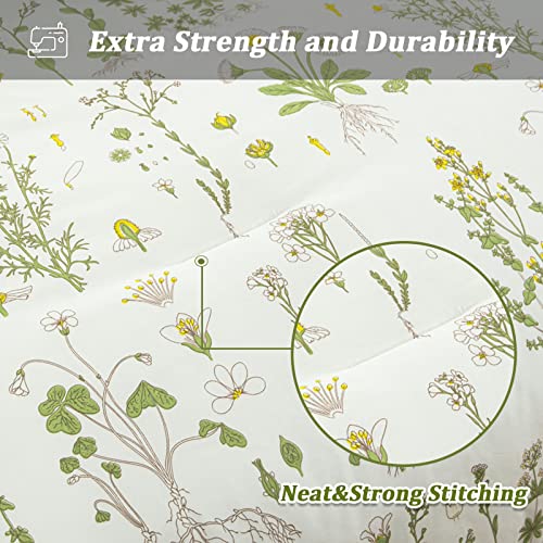 Floral Comforter Set Queen,Sage Green Botanical Comforter With 2 Pillowcases,Yellow Flower And Green Leaves Print 3 Pieces Bedding Set For All Seasons Queen 90"X90" #TOP1