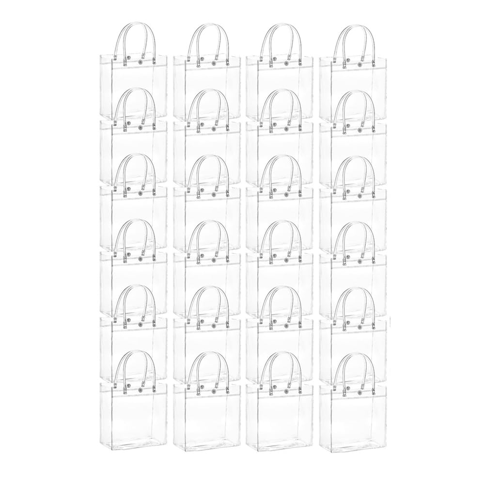 CTRLZS 20Pcs Transparent Gift Bag with Handle Wedding Candy Gift Packaging Reusable Tote Bag Christmas Shower 15x20x7cm