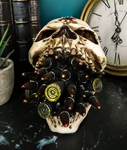 Ebros Gift Ebros Hell Bent War Ammo Bullet Shell Casings Protruding From Mouth Of Skull Statue 6.25'Long Wardogs Skeleton Head Figurine For Halloween Day Of The Dead Ossuary Macabre Collectible thumb #8