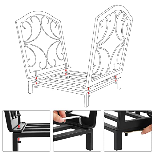 Eletorot 17 Inch Small Firewood Rack Indoor/Outdoor,Decorative Fire Log Holder For Fireplace,Fire Pit,Heavy Duty Wood Rack,Wood Stove Accessories #TOP1