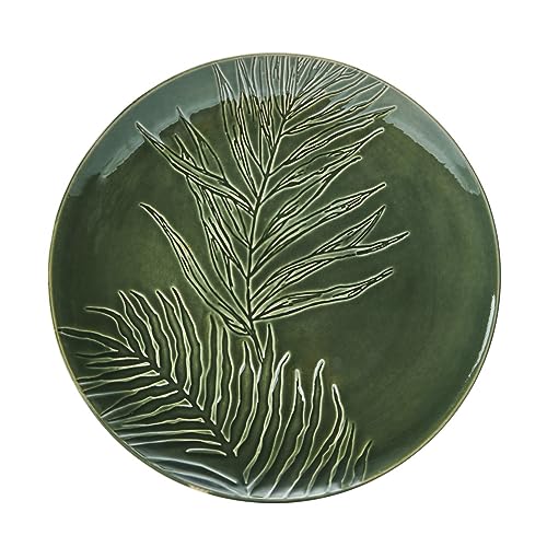 Mikasa Jardin - Plato redondo de gres verde para servir alimentos, 35 cm, plato grande para entrantes y antipasti, en caja de regalo y apto para lavavajillas