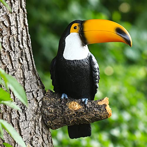 NORHOR Figurine Toucan,Statue de Toucan,Oiseaux artificiels en résine,Statue d'animal de Jardin,décoration Pastorale à Suspendre pour décoration extérieure.