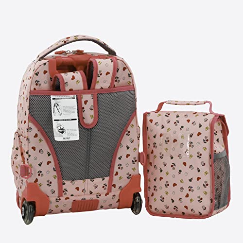 Image of J World Lollipop Kids Rolling Backpack & Lunch Bag Set for Elementary School. Carry-On Suitcase with Wheels, Pink Yard