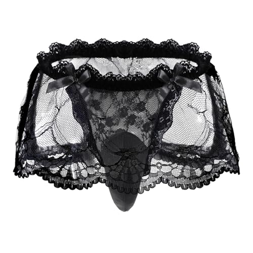 Men's Sissy Lingerie for Cross-dressers Lace Sexy Low Rise Lace Mini Skirt G-string Panties Crossdressing Panties Crossdress3
