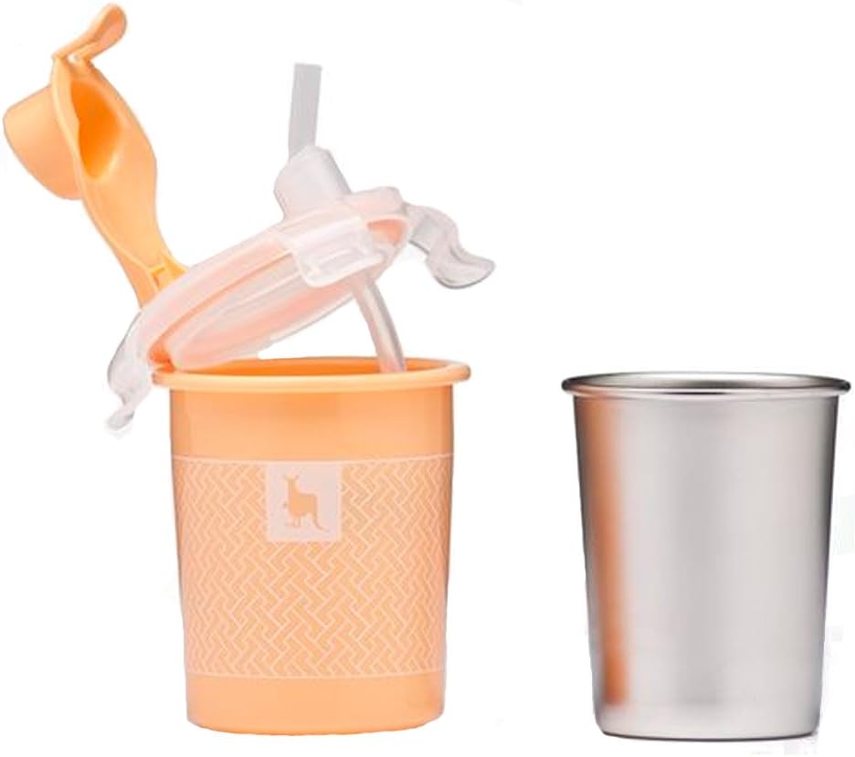 Kangovou Stainless Steel Sippy Cup (Peaches and Cream)
