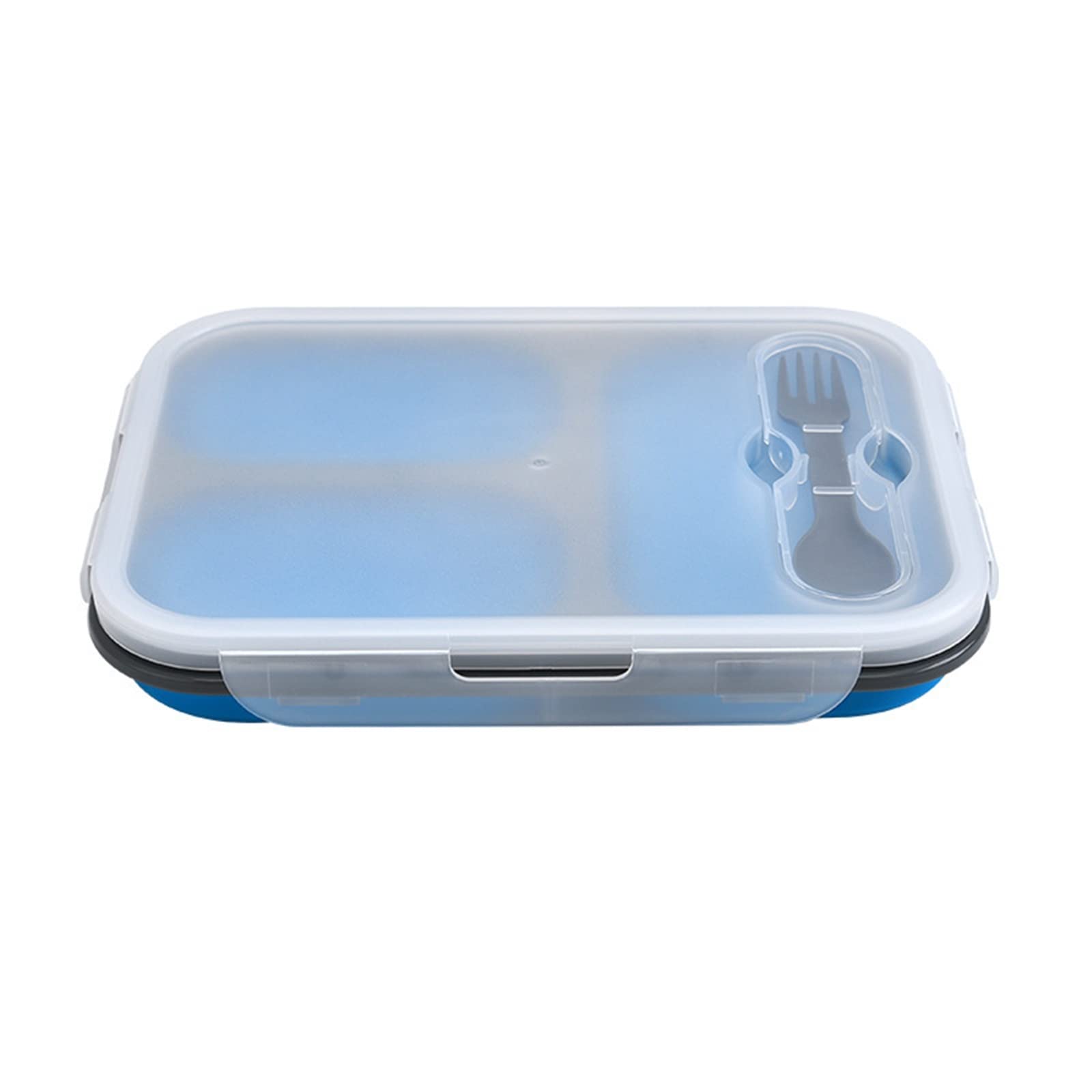 Bento Boxes Wielofunkcyjne łyżki i widelce, w tym podgrzewana osłona PP, składana prostokątna kuchnia i świeżo utrzymujące się pudełko na lunch (kolor: niebieski) (niebieski)