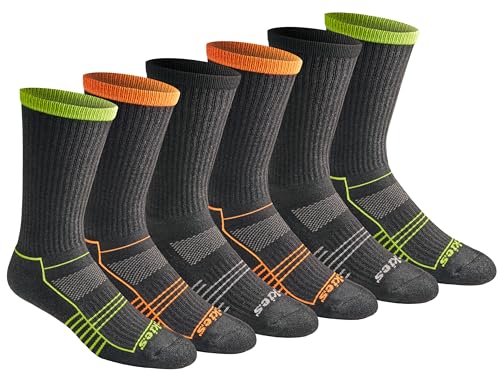 Dickies Men's HYDRO-COOL Moisture Control Crew Socks, (6 Pairs), Hi-Vis Char Assorted (6 Pairs),...