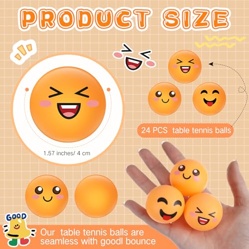 ShinyRelief 24 PCS Novelty Table Tennis Balls -Emotion Face Table Tennis 3 Special Emotion Cute Table Tennis Balls Accessories for All Golfers Christmas Birthday Gift Fun Table Tennis Gift - Thumbnail 3