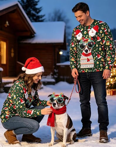 Dog in Novelty Glasses All-Over Print Christmas Sweatshirt - Image 3