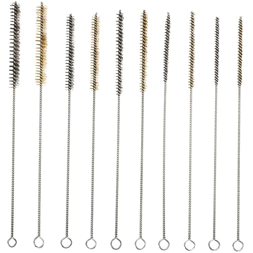 HOMOCONO 20 Pcs Multi-Purpose Wire Brush Set Round Steel Bristle Brush for Tube Cleaning