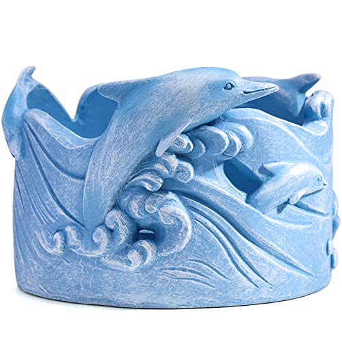 POLÈNE Blue Dolphin Statue,Echo Dot Holder Stand,Smart Speaker Stand for Echo Dot 3rd Generation Echo Dot Kids，Blue Dolphin Figurines Home Decor