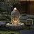 Warm Garden Solar Powered Buddha Statue Water Fountain Outdoor, Zen Waterfall Fountain with LED Lights, Peaceful Relaxing Water Feature Landscape Decor for Garden, Patio, Yard