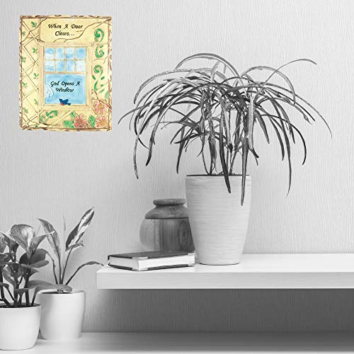 Inspirational Plaque - When A Door Closes God Opens A Window - Religious Gifts For Home Decoration - 9.75" X 7.75" #TOP4