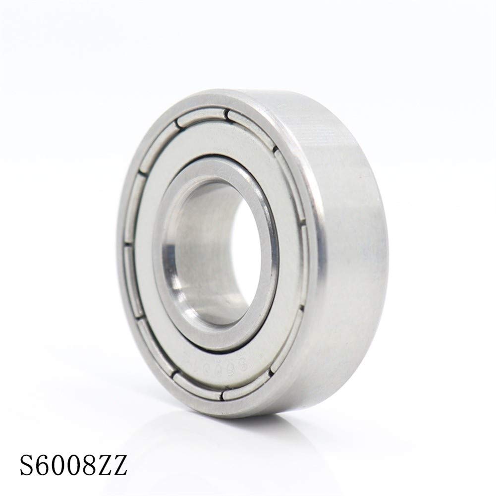Tangjc-b S6008ZZ Roulement à Gorge Profonde (x2) ABEC-1 S6008 Z ZZ S 6008 440C Acier Inoxydable S6008Z roulements à Billes 40 * 68 * 15 mm