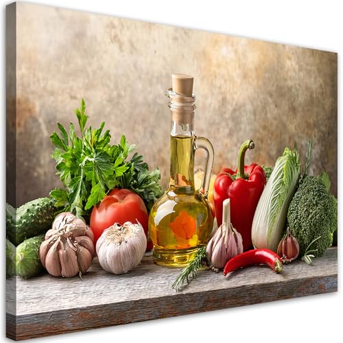 Feeby - Impression sur Toile - Intissé Tableau Decoration Murale - Légumes dans la cuisine - 60x40 1partie - Salon Peinture Tableaux - Moderne - Décoration Chambre...