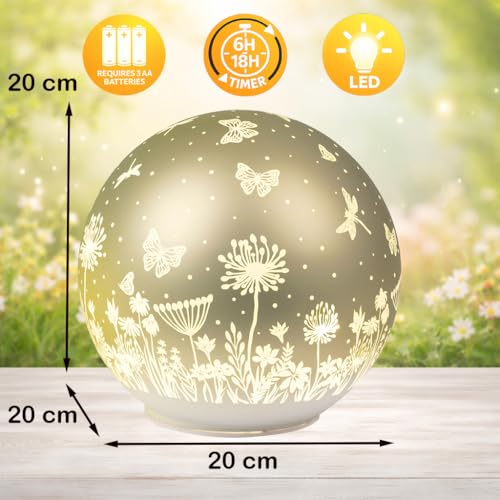 Boule décorative LED en verre vert pastel avec minuterie