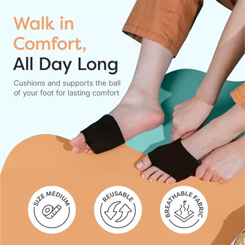 Image of ZenToes Metatarsal Pads for Women, Ball of Foot Gel Cushion Sleeve, Medium