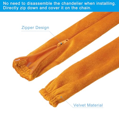 Image of PATIKIL 2ft Lamp Chain Cover, Chain Protective Sleeve Washable with Zipper for Chandelier Lighting Wires Swing Light Fixture, Orange