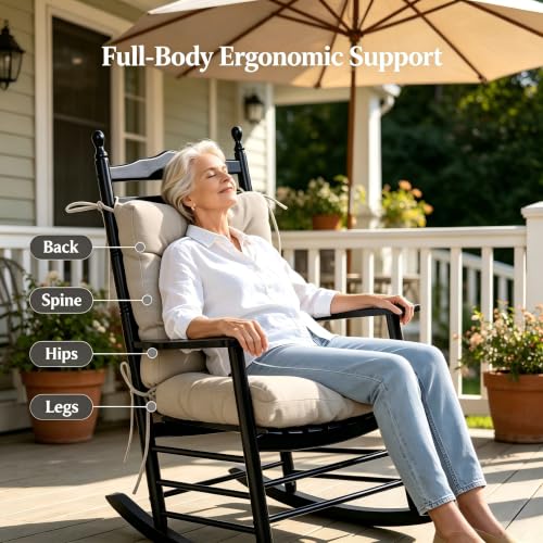 Image of QILLOWAY Outdoor Chair Cushion for Patio Furniture, Waterproof Patio Cushions Set of 4 with Ties, Fade Resistant Replacement Pads for Outdoor Rocking Chairs,Tan,Grey