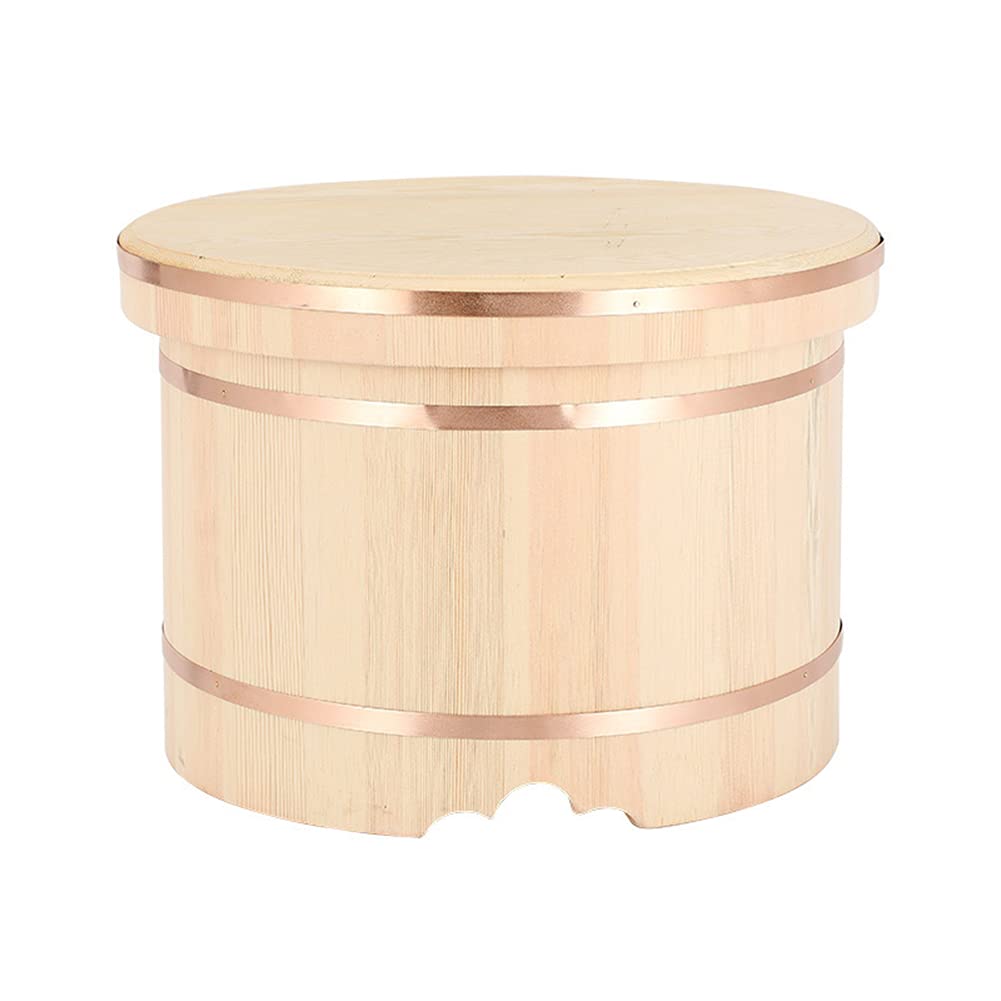 Hangiri Bois Sushi Oke Baril de Riz Absorbant Humidité Grand Bol avec Couvercle Hermétique