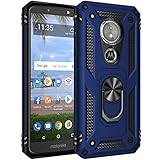 Military Grade Drop Impact for Motorola Moto E5 Case,[Moto G6 Play Case] 5.7 inch Metal Rotating Ring Kickstand Holder Magnetic Car Mount Armor Heavy Duty Shockproof Case Moto E5/G6 Play Case (Blue)